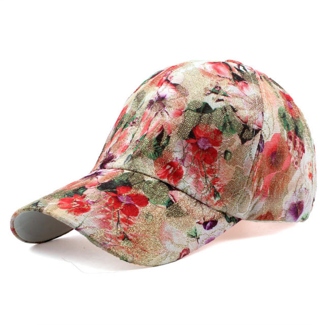 Flower print baseball cap