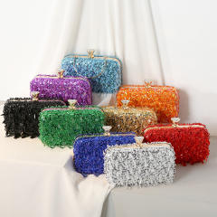 Hot sale shiny gliter handmade beaded evening bag clutch