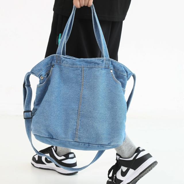 Casual large capacity denim tote bag