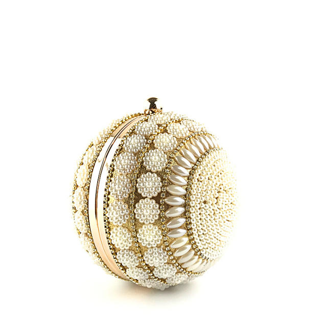 Round pearl evening bags