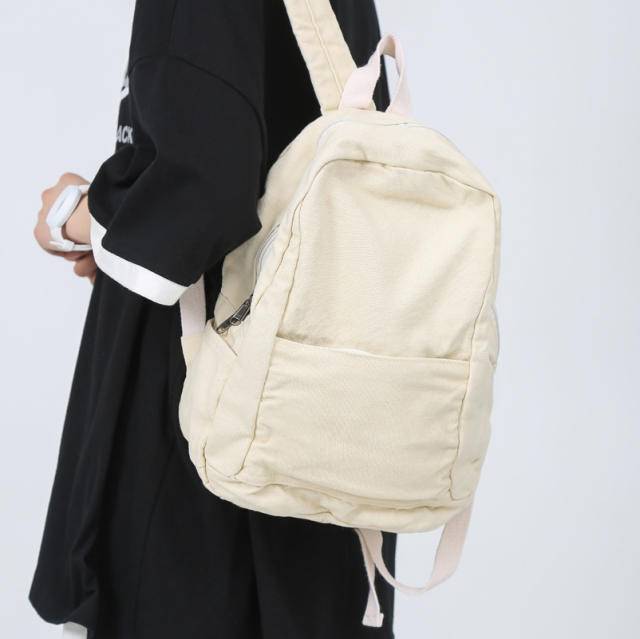 Plain color casual backpack school bag