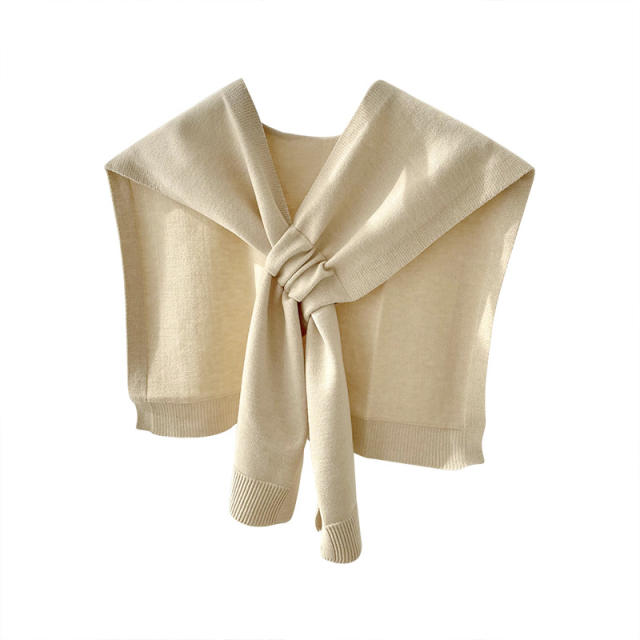 Korean fashion plain color kniited shawl scarf
