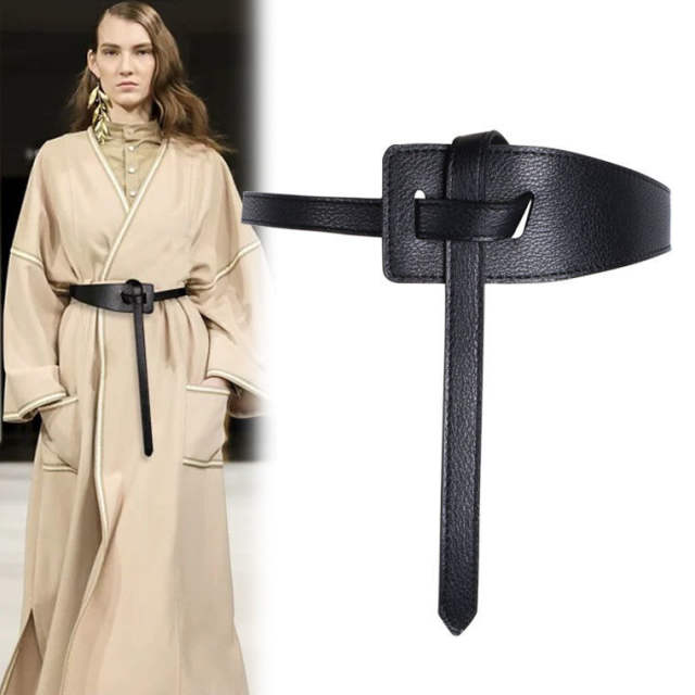 Concise PU leather obi belt