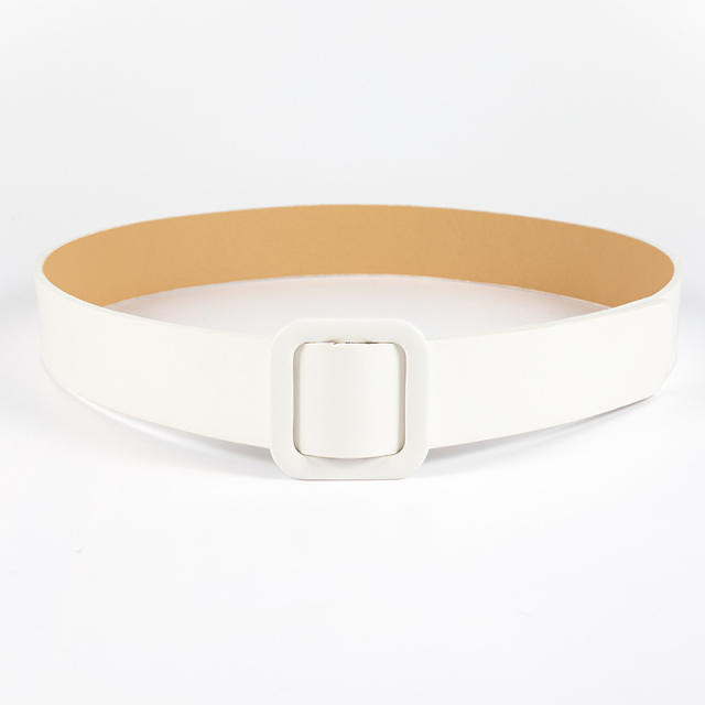 Plain color PU leather women belt