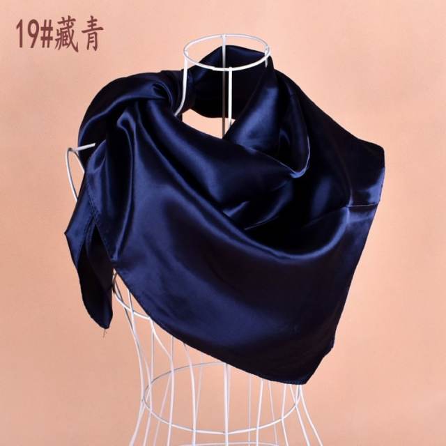 90cm plain color satin square scarf