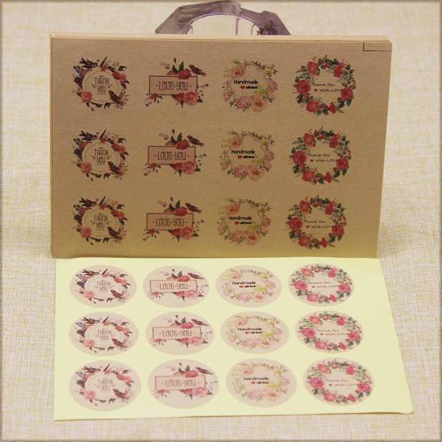 DIY handmade thank you stickers 12pcs/1paper 3cm