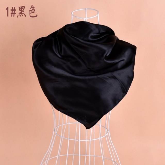 90cm plain color satin square scarf