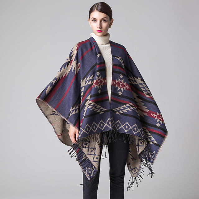 Geometric pattern warm shawl