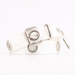 Solid color easy match canvas buckle belt for women