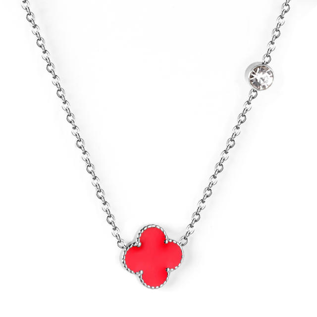 Classic clover heart stainless steel choker necklace