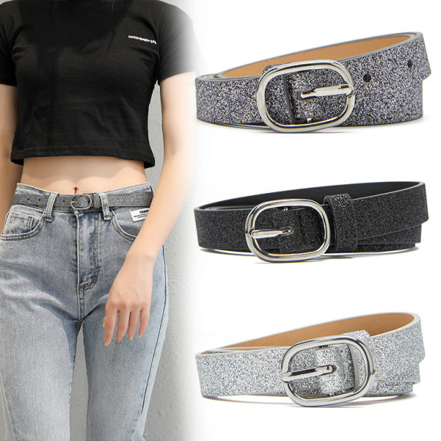 Personality bling women buckle belt