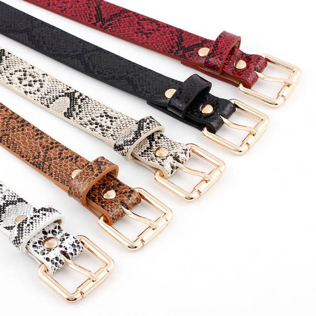 Snake pattern vintage thin buckle belts