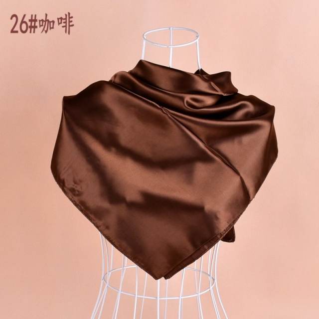 90cm plain color satin square scarf