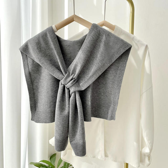 Korean fashion plain color kniited shawl scarf