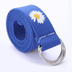 Canvas colorful daisy flower D ring belt