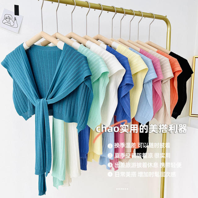 Summer knitted shawl scarf plain color