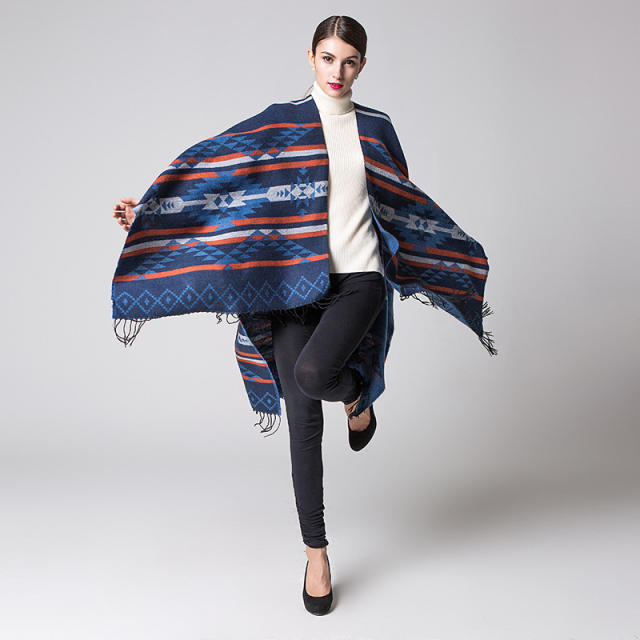 Geometric pattern warm shawl