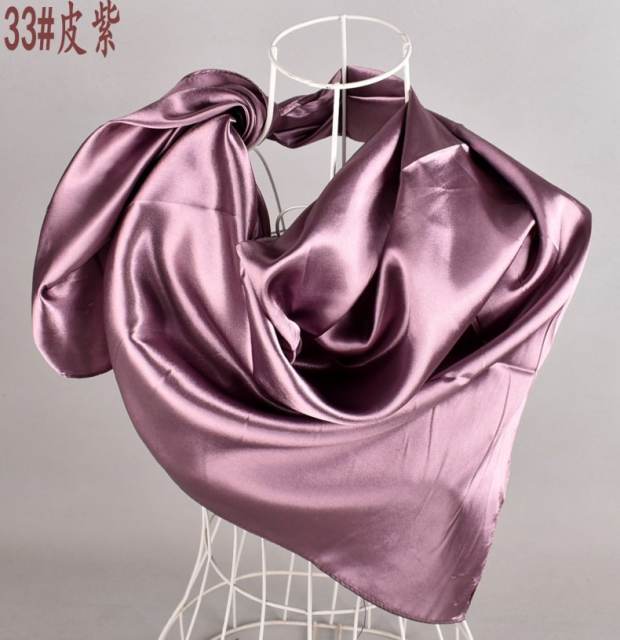90cm plain color satin square scarf