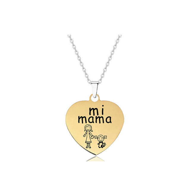 Mi mama Stainless steel heart pendant necklace