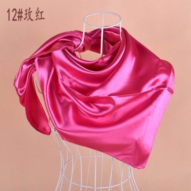 90cm plain color satin square scarf