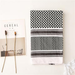 Retro ethnic style geometric pattern printed cotton and linen scarf