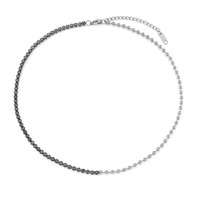 18KG stainless steel bead chain cubic zircon choker necklace