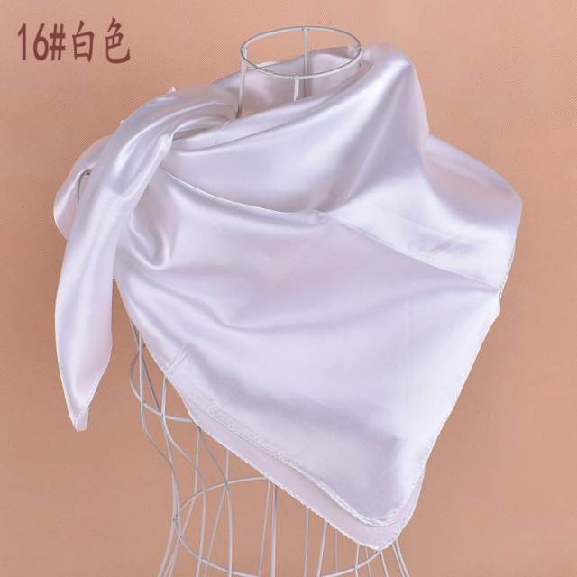 90cm plain color satin square scarf