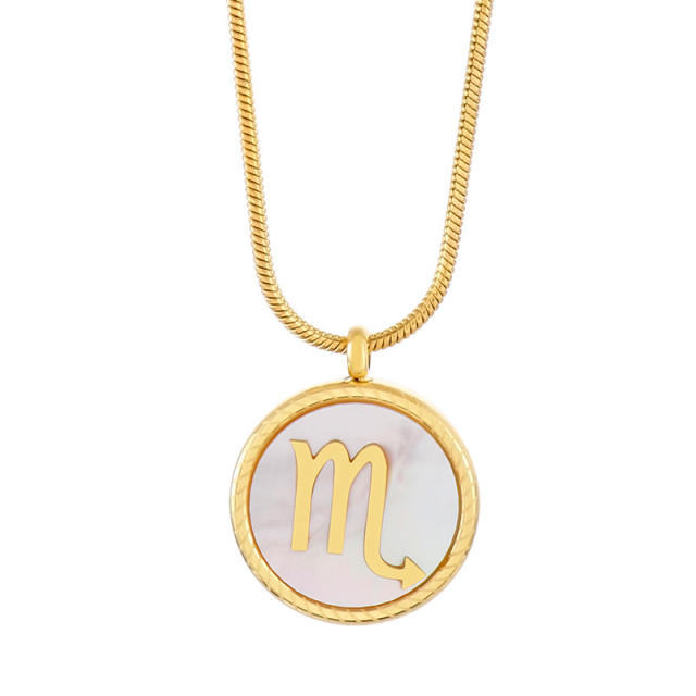 Zodiac pendant stainless steel necklace