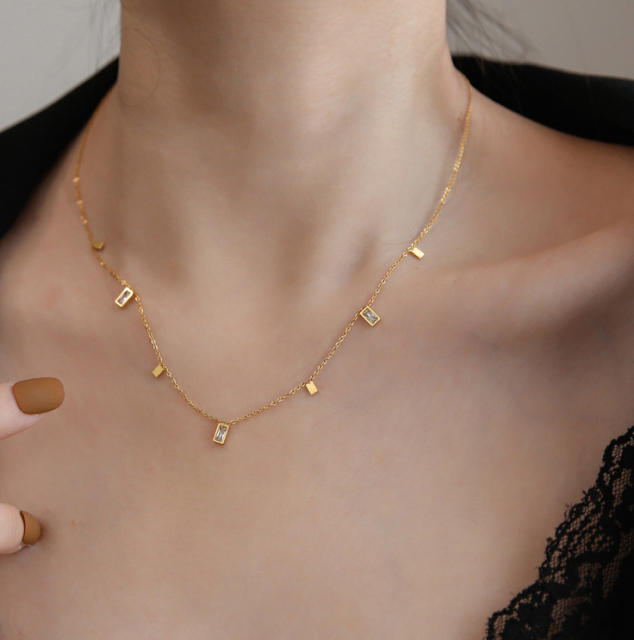 Delicate cubic zircon charm dainty choker necklace