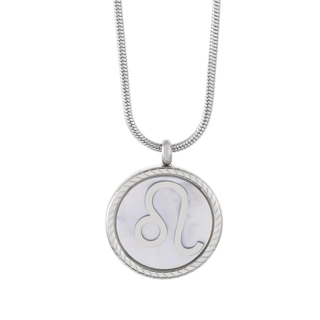 Silver color zodiac pendand stainless steel necklace