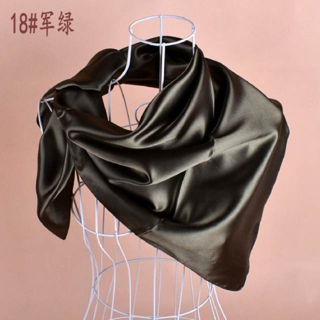 90cm plain color satin square scarf