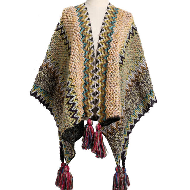 Winter autumn national pattern knitted shawl scarf