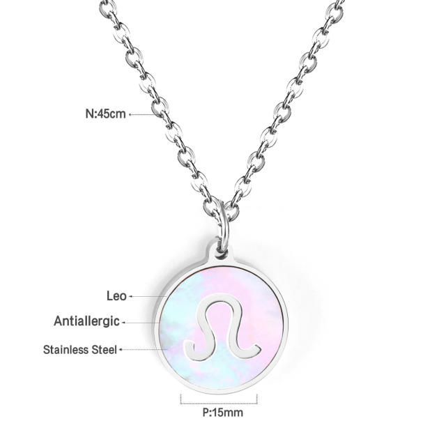 Mother shell zodiac series stainless steel necklace