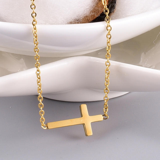 18KG stainless steel cross necklace