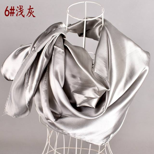 90cm plain color satin square scarf