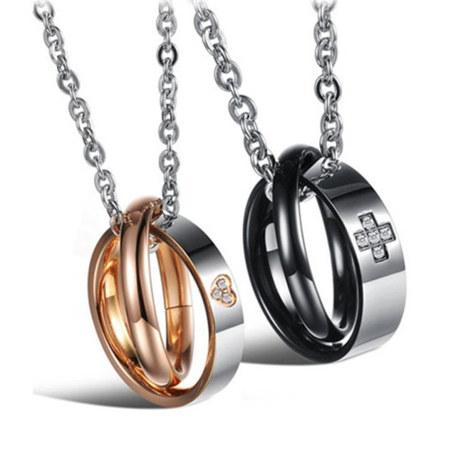 Simple couple double-layer titanium steel necklace