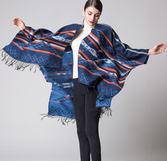 Geometric pattern warm shawl