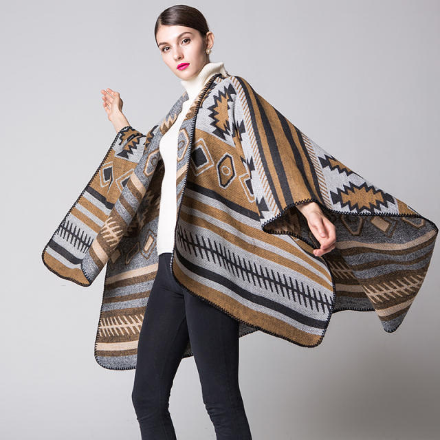 Geometric pattern warm shawl