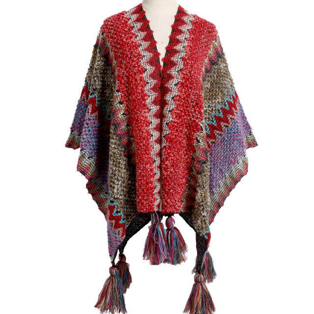 Winter autumn national pattern knitted shawl scarf