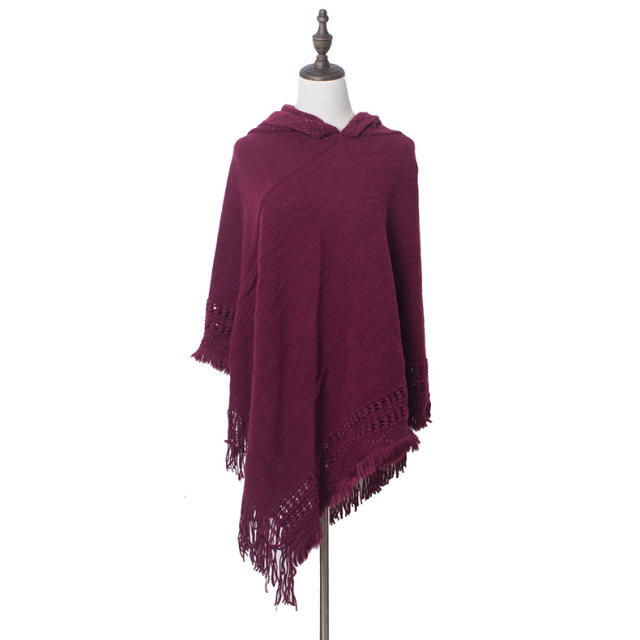 Winter knitted plain color shawl scarf for women