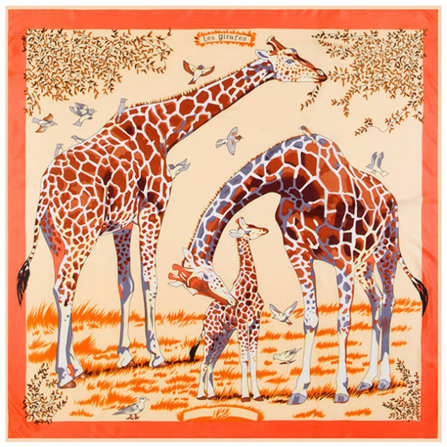 New giraffe satin square scarf
