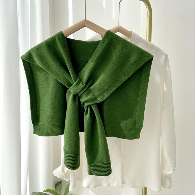 Korean fashion plain color kniited shawl scarf