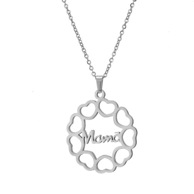 Heart ring mama letter stainless steel necklace