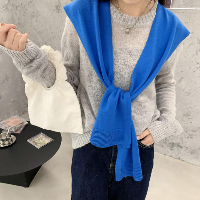 Korean style knitted 6% wool shawl scarf for women