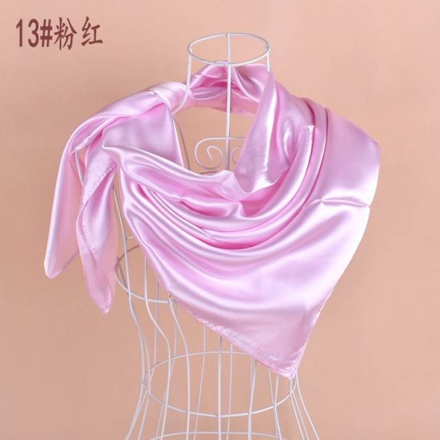 90cm plain color satin square scarf