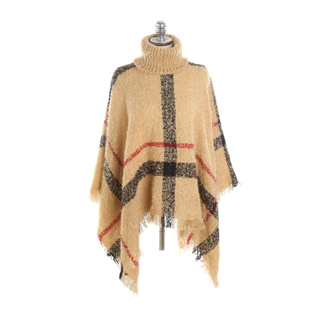 Occident fashion plaid pattern faux cashmere shawl