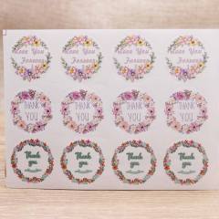 DIY handmade thank you stickers 12pcs/1paper 3cm