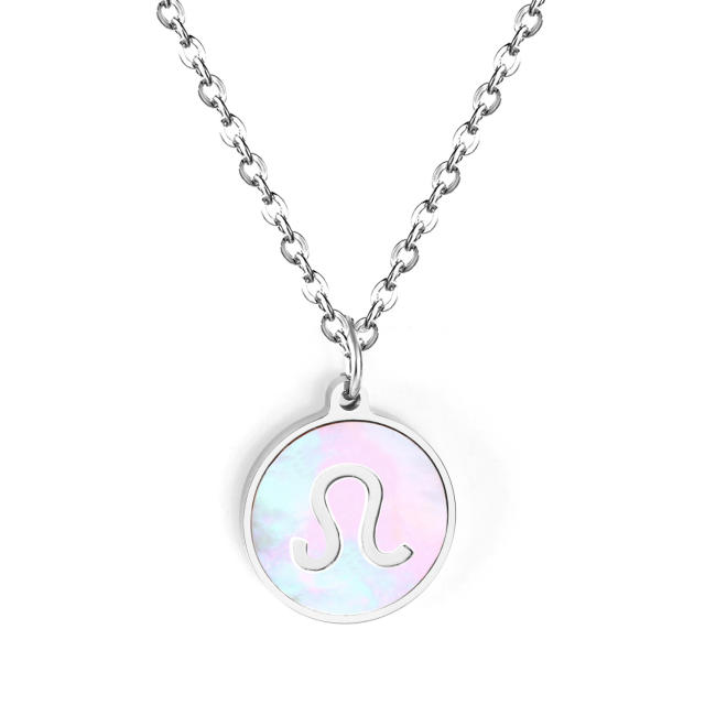 Mother shell zodiac series stainless steel necklace