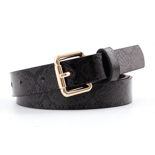 Snake pattern vintage thin buckle belts