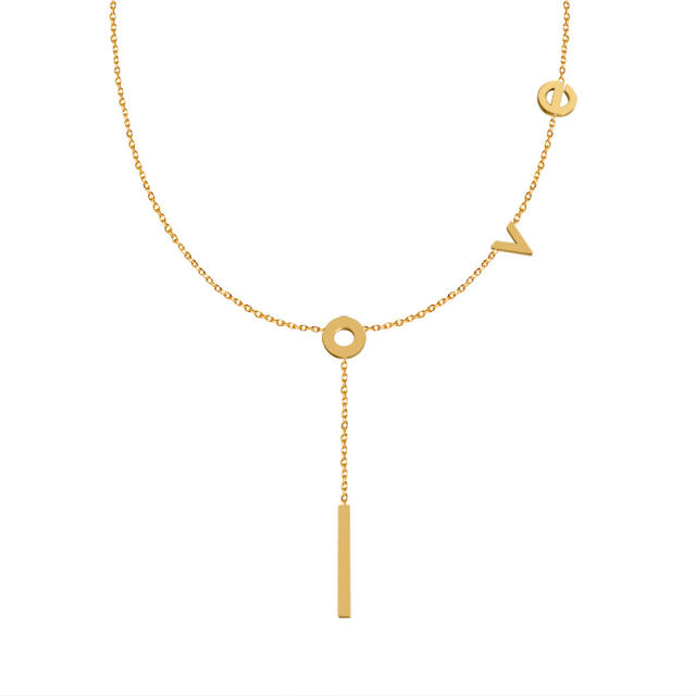 Love letter lariat pendant necklace